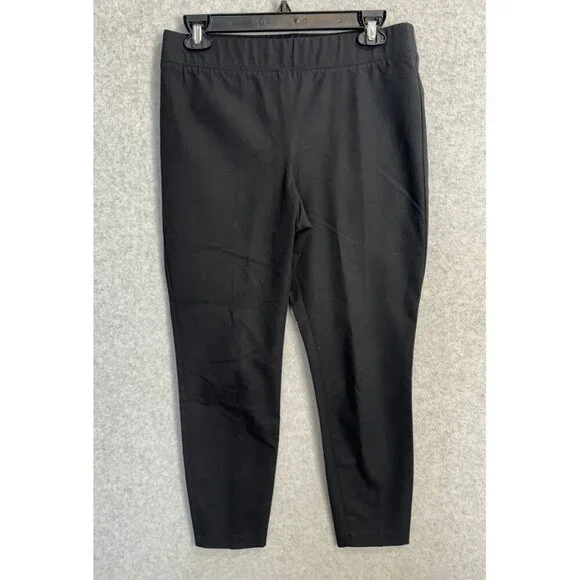 Talbots Skinny Ankle Pants Black Sz 8P Mid Rise Tapered Pull On Trouser EUC - Picture 2 of 9